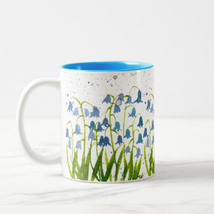 Taza Bicolor Campanillas azules florales Naturaleza Botánica Bo