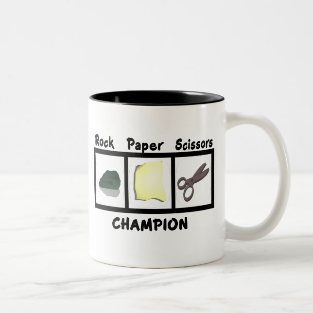 Taza Bicolor Campeón de tijeras de papel de rock (Derecha)