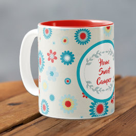 Taza Bicolor Camper retro rojo y Verde azulado