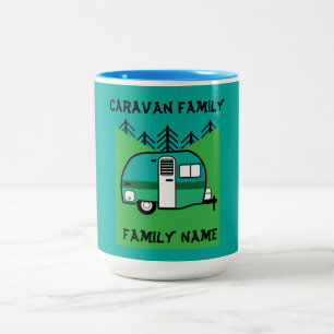 Taza Bicolor Campers felices con divertidas caravanas de dos to