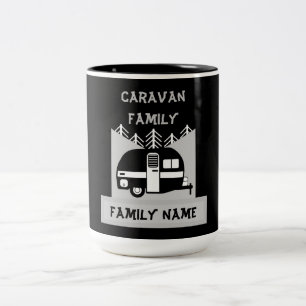 Taza Bicolor Campers felices con divertidas caravanas de dos to