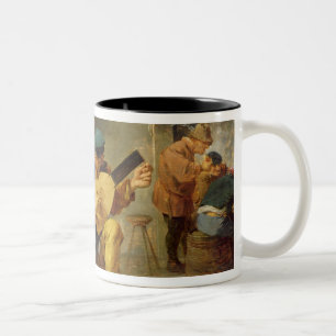 Taza Bicolor Campesinos que hacen la música en un mesón, c.16