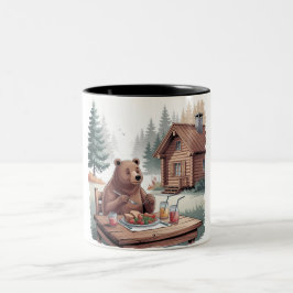 Taza Bicolor Camping de oso y tazón para comer