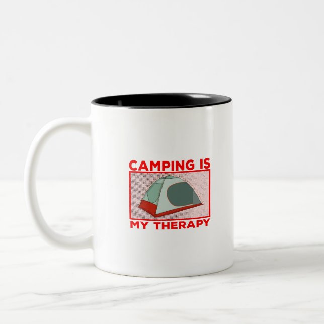 Taza Bicolor Camping es mi terapia (Izquierda)