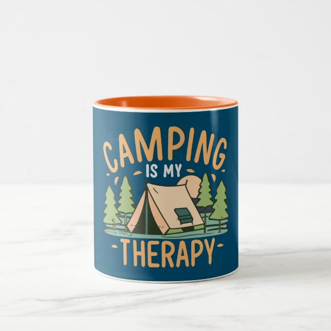 Taza Bicolor Camping Es Mi Terapia (Centro)