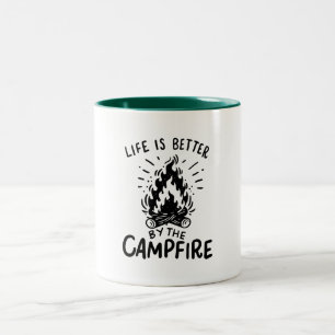 Taza Bicolor Camping - La vida es mejor en la fogata