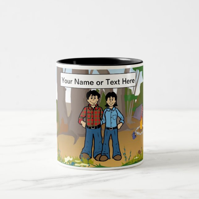 Taza Bicolor Camping personalizado - Personalizado de parejas (Centro)