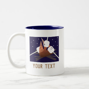 Taza Bicolor Camping Tostando Malvaviscos Fogata