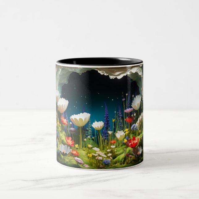 Taza Bicolor Campo de flores silvestres 3D (Centro)