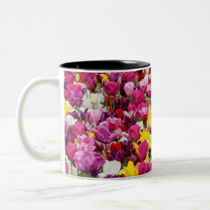 Taza Bicolor campo lleno de tulipanes