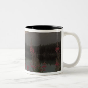 Taza Bicolor Canadá, Alberta, Banff. Escena al amanecer de