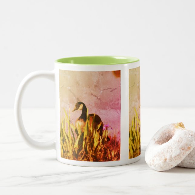 Taza Bicolor Canada Goose Irises 2 Nature Art (Con donut)