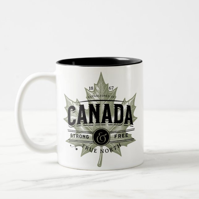 Taza Bicolor Canadá verdadero norte fuerte y libre (Izquierda)