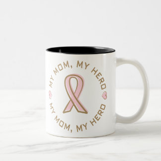 Taza Bicolor Cáncer de pecho rosado de la cinta mi mamá mi