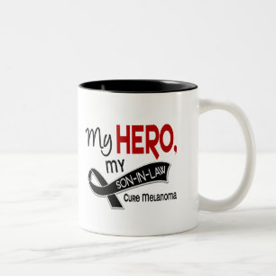 Taza Bicolor Cáncer de piel del melanoma MI HÉROE MI YERNO 42