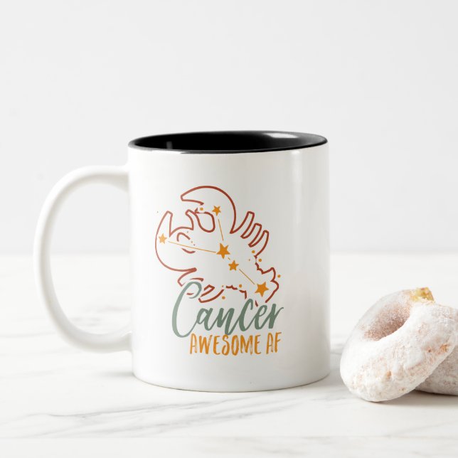 Taza Bicolor Cáncer gracioso Signo de estrella zodiaca astrolog (Con donut)