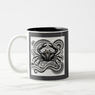 Taza Bicolor Cáncer Zodiac Coffee Mug Negro y Blanco