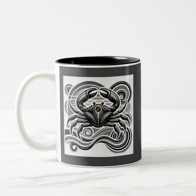 Taza Bicolor Cáncer Zodiac Coffee Mug Negro y Blanco (Izquierda)