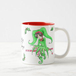 Taza Bicolor Candy Cane Elf Holiday Mug