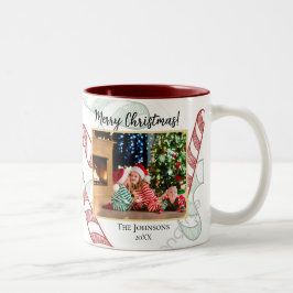 Taza Bicolor Candy Cane Pepperminmint Navidades de foto Red Gre