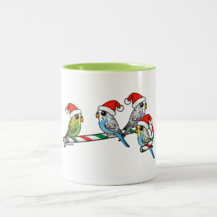 Taza Bicolor Candy Cane Santa Budgies