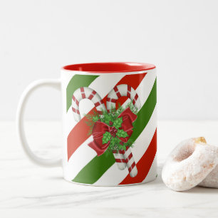 Taza Bicolor Candy Cane striping Navidades de café de dos tono