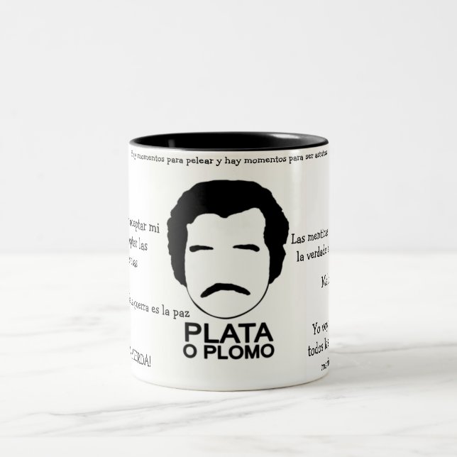 Taza Bicolor Caneca em Dois Tons Pablo Escobar Frases (Centro)