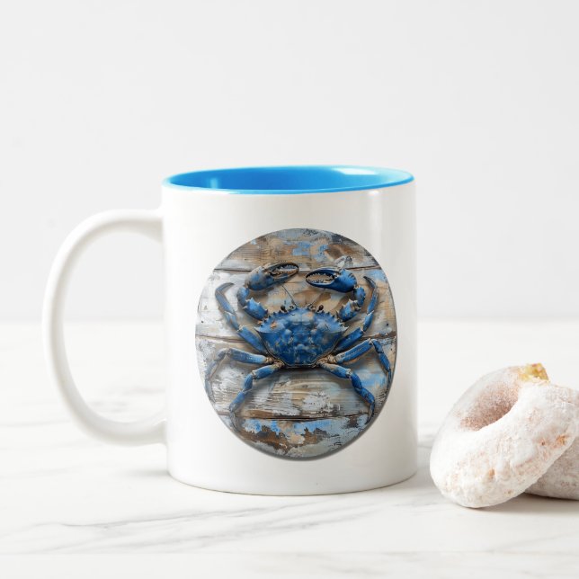 Taza Bicolor Cangrejo azul (Con donut)