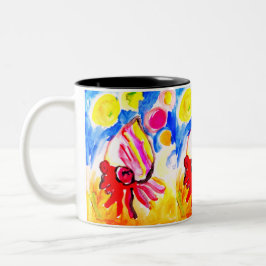 Taza Bicolor cangrejo ermitaño acuarela divertido