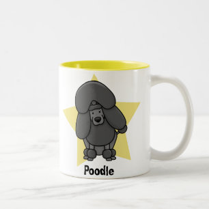 Taza Bicolor Caniche del negro de la estrella de Kawaii