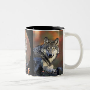 Taza Bicolor Canis Lupis del lobo gris de los lobos