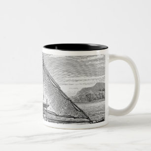 Taza Bicolor Canoa doble del Fijian de la historia de
