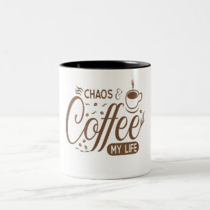 Taza Bicolor Caos, café, mi vida - Gracioso café Lover Mug