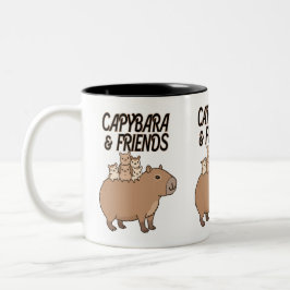 Taza Bicolor Capibara y Friends Mug | Café de animales curados