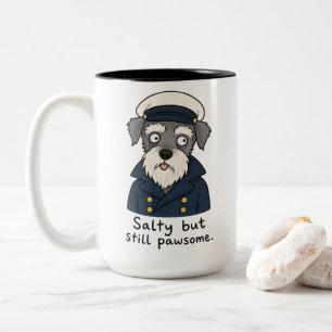 Taza Bicolor Capitán Schnauzer Divertido Salado Pero Genial