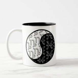 Taza Bicolor Capricorn Pisces yin yang zodiac pareja