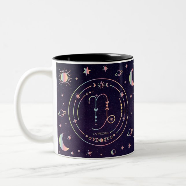 Taza Bicolor Capricornio Zodiac Astrológico (Izquierda)
