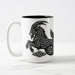 Taza Bicolor Capricornio — Zodiaco de Tinta Embrujada Cabra‑Pez