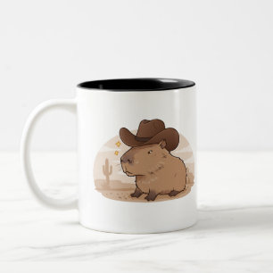 Taza Bicolor Capybara Cowboy Mug   Gracioso café de temática oc