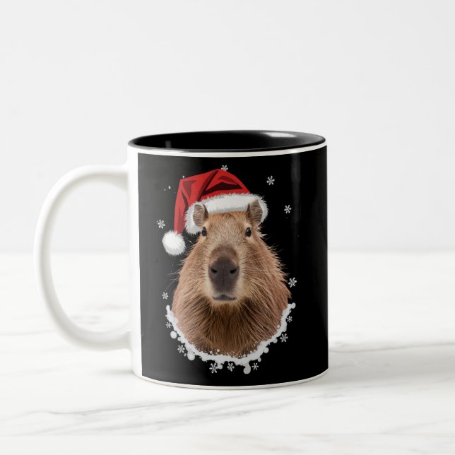 Taza Bicolor Capybara divertida Navidad  (Izquierda)