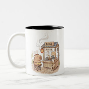 Taza Bicolor Capybara Divertido en el Puesto de Tofu Apestoso