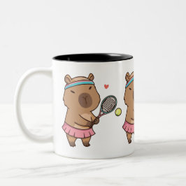 Taza Bicolor Capybara Tennis Mug | Coffee divertido Sports Love