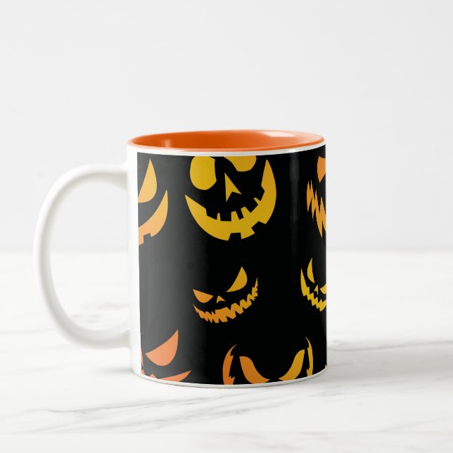 Taza Bicolor Cara de calabaza de Jack O Lantern (Izquierda)