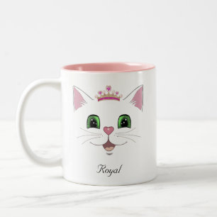 Taza Bicolor Cara de gato linda real & caligrafía