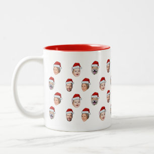 Taza Bicolor Cara de Gorro de Santa Personalizado Familia 4 Fot