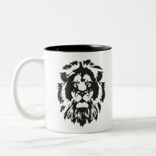 Taza Bicolor Cara de león, tatuaje de cabeza de león