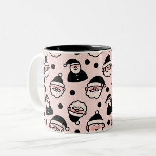 Taza Bicolor Cara de Santa Minimalista Navidad
