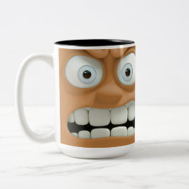 Taza Bicolor Cara divertida y super enojada |