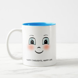 Taza Bicolor Cara feliz linda con texto personalizado