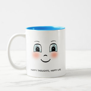 Taza Bicolor Cara feliz linda con texto personalizado